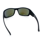 Mens Matte Classic Rectangular Wrap Around Biker Plastic Sunglasses