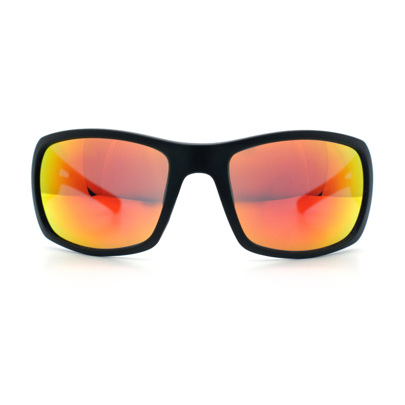 Mens Matte Classic Rectangular Wrap Around Biker Plastic Sunglasses