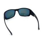 Mens Matte Classic Rectangular Wrap Around Biker Plastic Sunglasses