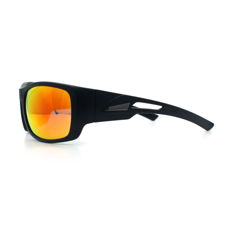 Mens Matte Classic Rectangular Wrap Around Biker Plastic Sunglasses