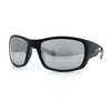 Mens Matte Classic Rectangular Wrap Around Biker Plastic Sunglasses