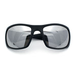 Mens Matte Classic Rectangular Wrap Around Biker Plastic Sunglasses