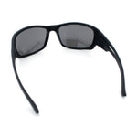 Mens Matte Classic Rectangular Wrap Around Biker Plastic Sunglasses