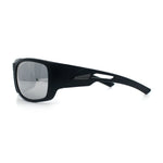Mens Matte Classic Rectangular Wrap Around Biker Plastic Sunglasses