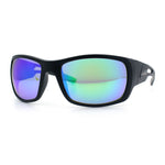 Mens Matte Classic Rectangular Wrap Around Biker Plastic Sunglasses