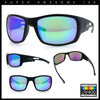 Mens Matte Classic Rectangular Wrap Around Biker Plastic Sunglasses