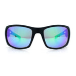Mens Matte Classic Rectangular Wrap Around Biker Plastic Sunglasses