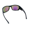 Mens Matte Classic Rectangular Wrap Around Biker Plastic Sunglasses