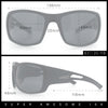 Mens Matte Classic Rectangular Wrap Around Biker Plastic Sunglasses