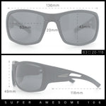 Mens Matte Classic Rectangular Wrap Around Biker Plastic Sunglasses