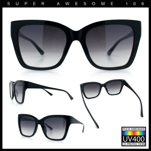 Womens Chic Thick Horn Cat Eye Elegant Thin Arm Plastic Sunglasses