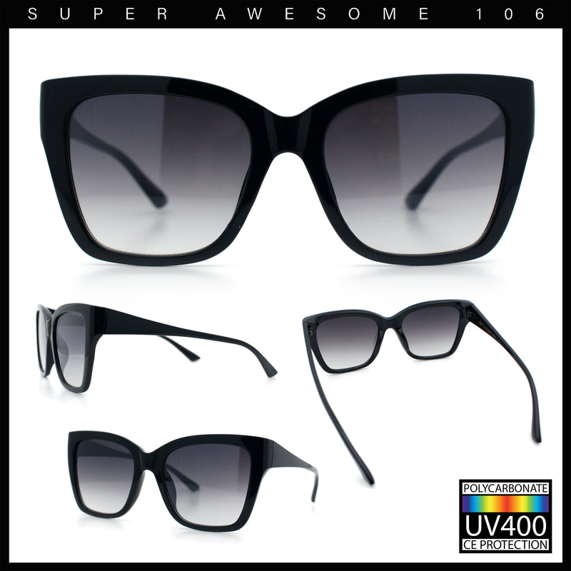 Womens Chic Thick Horn Cat Eye Elegant Thin Arm Plastic Sunglasses