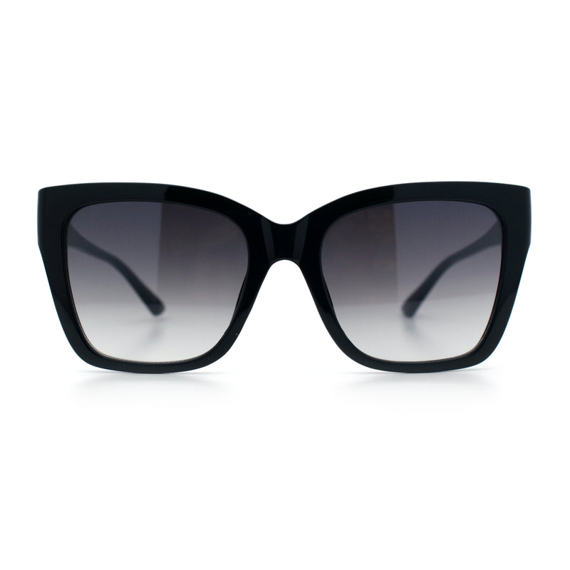 Womens Chic Thick Horn Cat Eye Elegant Thin Arm Plastic Sunglasses