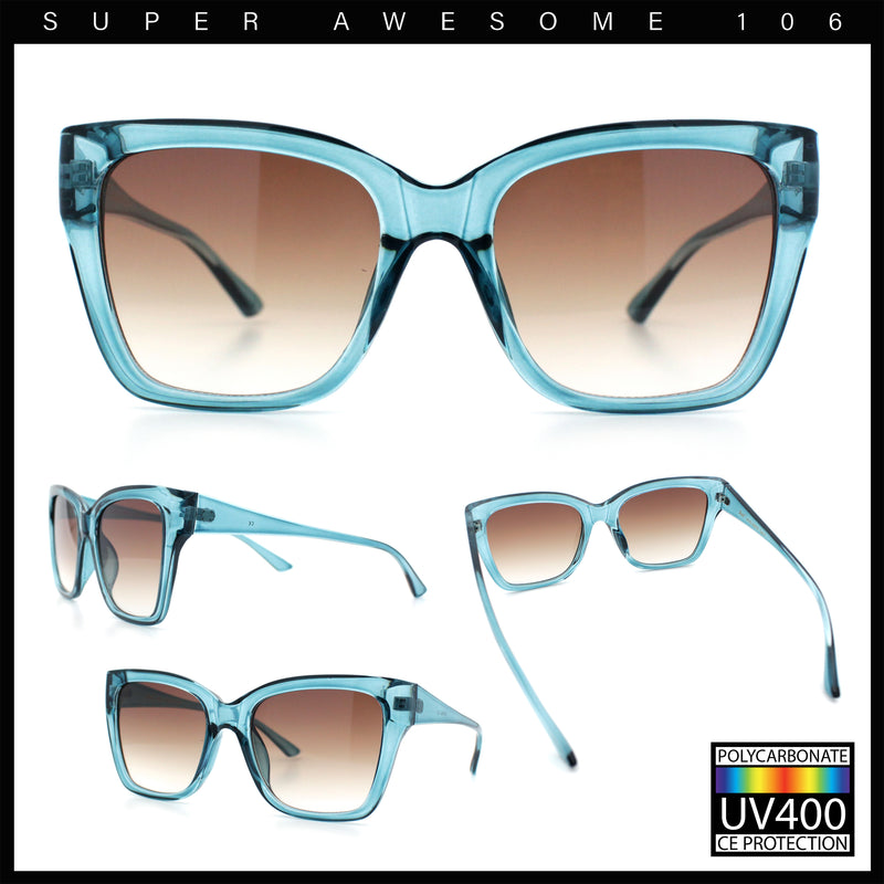 Womens Chic Thick Horn Cat Eye Elegant Thin Arm Plastic Sunglasses