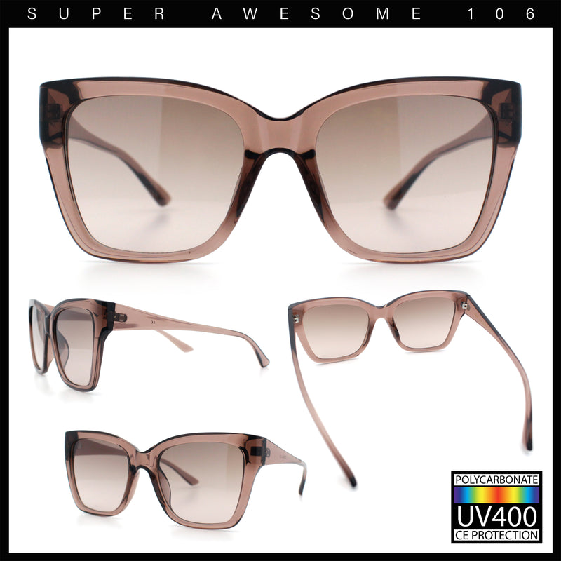 Womens Chic Thick Horn Cat Eye Elegant Thin Arm Plastic Sunglasses
