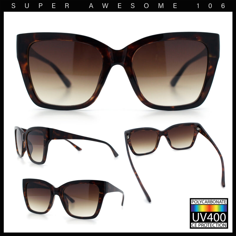Womens Chic Thick Horn Cat Eye Elegant Thin Arm Plastic Sunglasses
