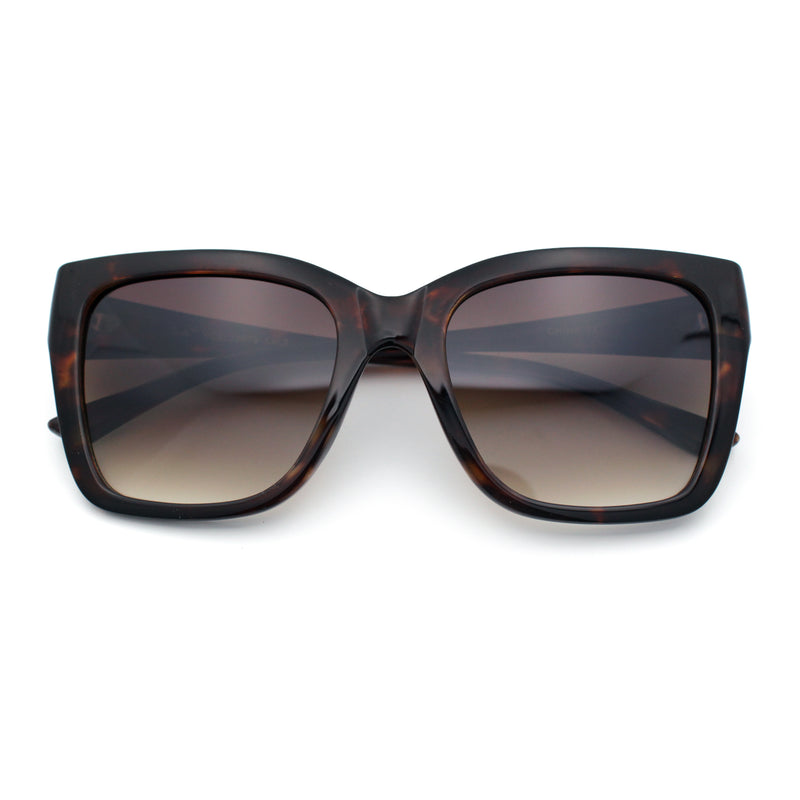 Womens Chic Thick Horn Cat Eye Elegant Thin Arm Plastic Sunglasses