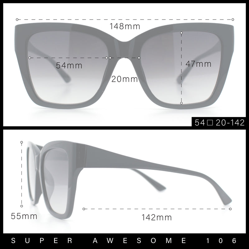 Womens Chic Thick Horn Cat Eye Elegant Thin Arm Plastic Sunglasses