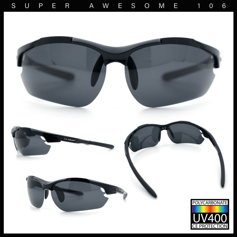 Polarized Xloop Mens Wrap Around Sport Rimless Oval Plastic Sunglasses