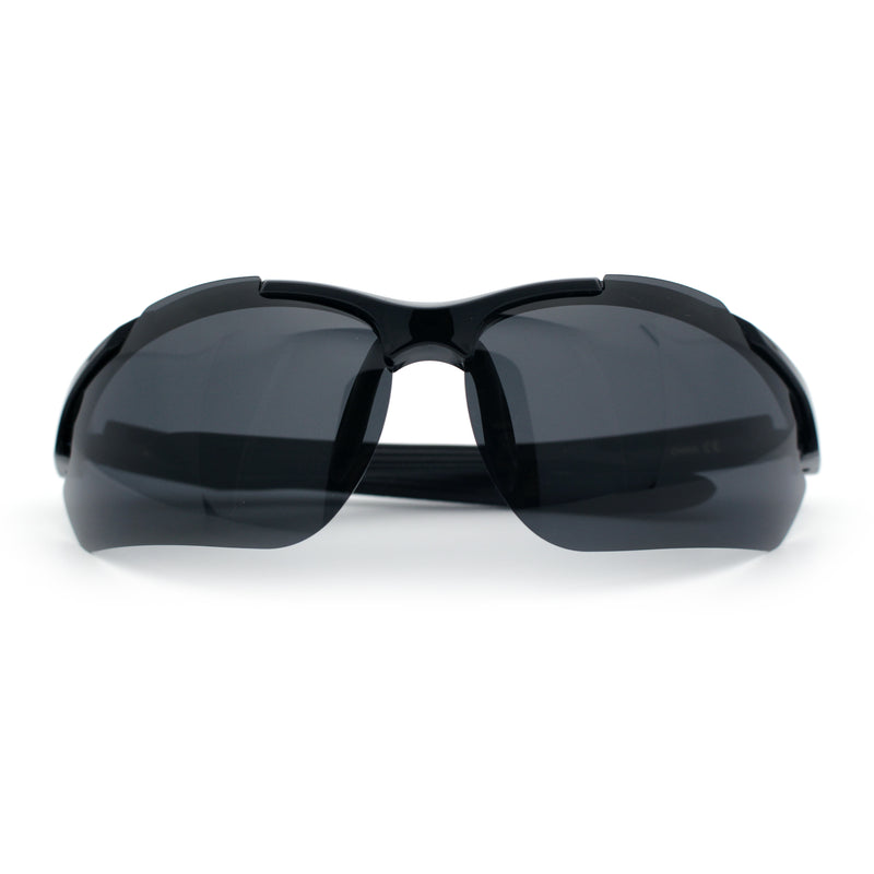 Polarized Xloop Mens Wrap Around Sport Rimless Oval Plastic Sunglasses