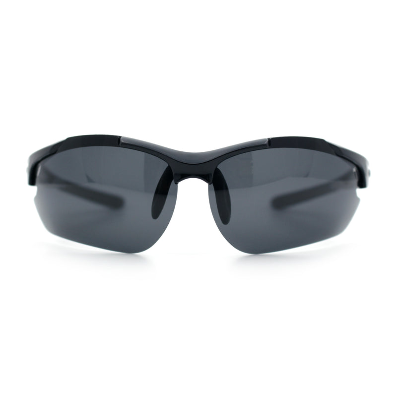 Polarized Xloop Mens Wrap Around Sport Rimless Oval Plastic Sunglasses