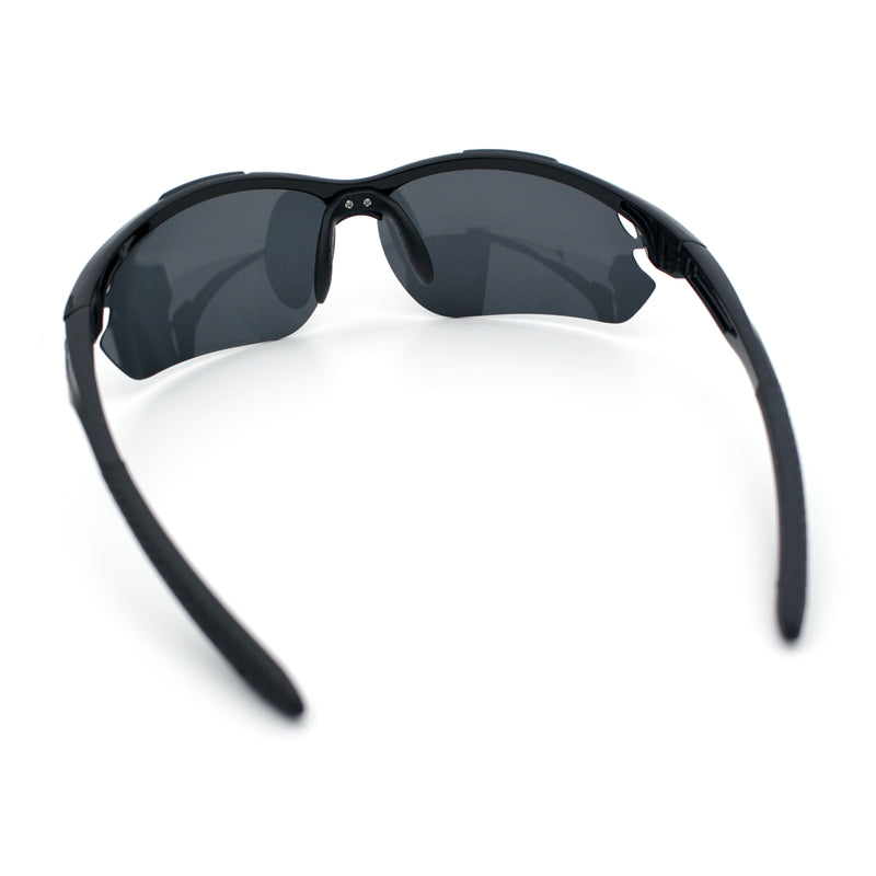 Polarized Xloop Mens Wrap Around Sport Rimless Oval Plastic Sunglasses