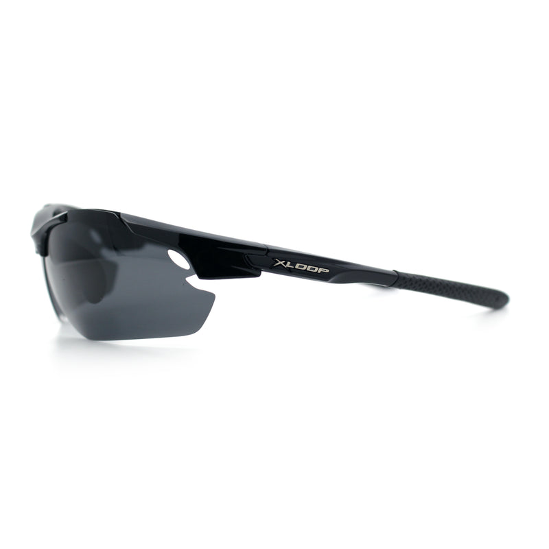 Polarized Xloop Mens Wrap Around Sport Rimless Oval Plastic Sunglasses