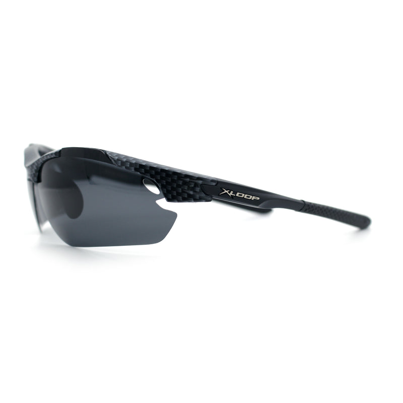 Polarized Xloop Mens Wrap Around Sport Rimless Oval Plastic Sunglasses