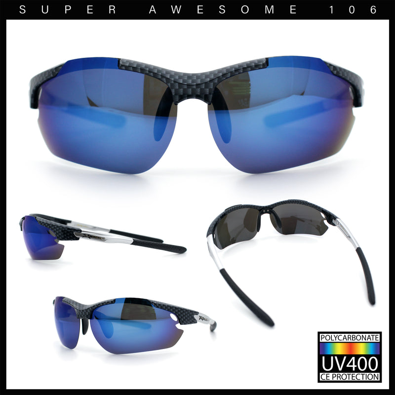 Polarized Xloop Mens Wrap Around Sport Rimless Oval Plastic Sunglasses