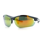 Polarized Xloop Mens Wrap Around Sport Rimless Oval Plastic Sunglasses