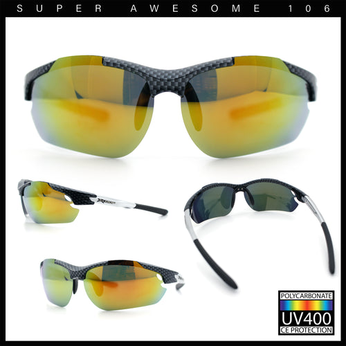 Polarized Xloop Mens Wrap Around Sport Rimless Oval Plastic Sunglasses