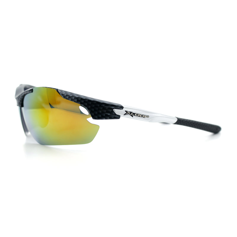 Polarized Xloop Mens Wrap Around Sport Rimless Oval Plastic Sunglasses
