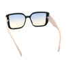 Womens Rectangle Designer Diamond Pleat Embossed Arm Plastic Fashion Sunglasses