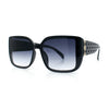 Womens Rectangle Designer Diamond Pleat Embossed Arm Plastic Fashion Sunglasses