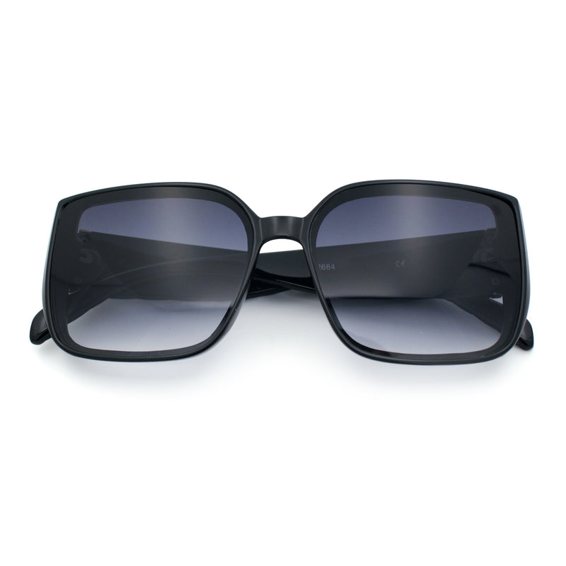 Womens Rectangle Designer Diamond Pleat Embossed Arm Plastic Fashion Sunglasses