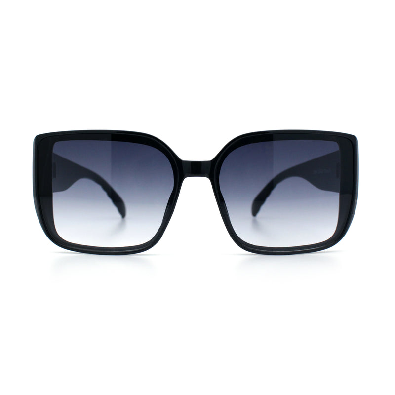 Womens Rectangle Designer Diamond Pleat Embossed Arm Plastic Fashion Sunglasses