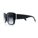 Womens Rectangle Designer Diamond Pleat Embossed Arm Plastic Fashion Sunglasses