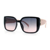 Womens Rectangle Designer Diamond Pleat Embossed Arm Plastic Fashion Sunglasses