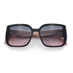 Womens Rectangle Designer Diamond Pleat Embossed Arm Plastic Fashion Sunglasses