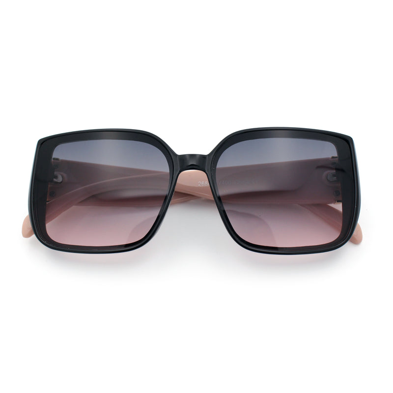 Womens Rectangle Designer Diamond Pleat Embossed Arm Plastic Fashion Sunglasses