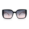 Womens Rectangle Designer Diamond Pleat Embossed Arm Plastic Fashion Sunglasses