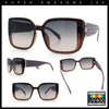Womens Rectangle Designer Diamond Pleat Embossed Arm Plastic Fashion Sunglasses