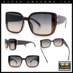 Womens Rectangle Designer Diamond Pleat Embossed Arm Plastic Fashion Sunglasses