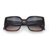 Womens Rectangle Designer Diamond Pleat Embossed Arm Plastic Fashion Sunglasses
