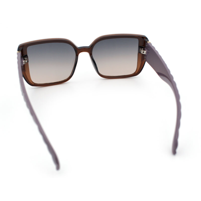 Womens Rectangle Designer Diamond Pleat Embossed Arm Plastic Fashion Sunglasses