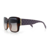 Womens Rectangle Designer Diamond Pleat Embossed Arm Plastic Fashion Sunglasses