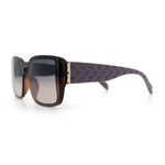 Womens Rectangle Designer Diamond Pleat Embossed Arm Plastic Fashion Sunglasses