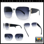 Womens Rectangle Designer Diamond Pleat Embossed Arm Plastic Fashion Sunglasses