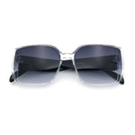 Womens Rectangle Designer Diamond Pleat Embossed Arm Plastic Fashion Sunglasses