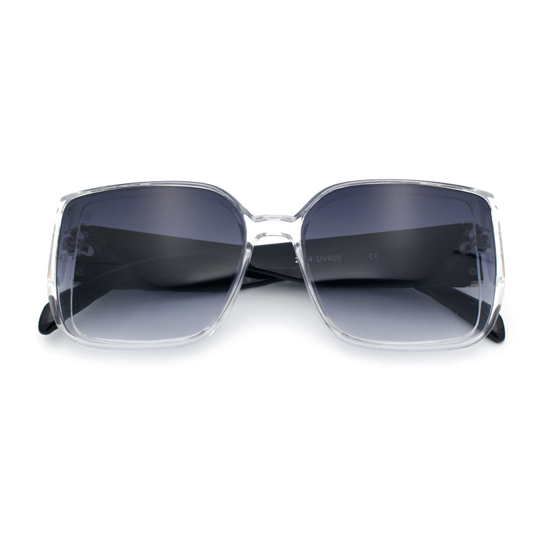 Womens Rectangle Designer Diamond Pleat Embossed Arm Plastic Fashion Sunglasses